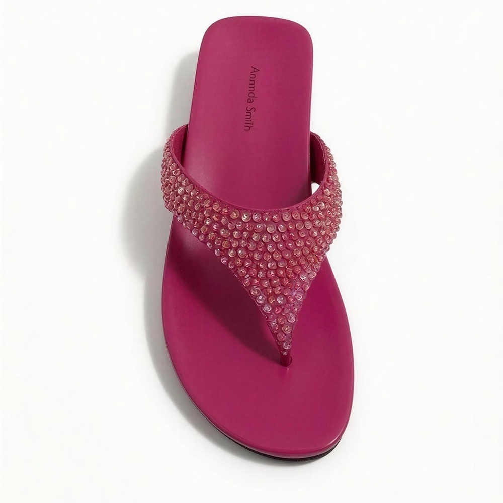 NIB Amanda Smith Pink Jeweled Thong Sandal -- 10M